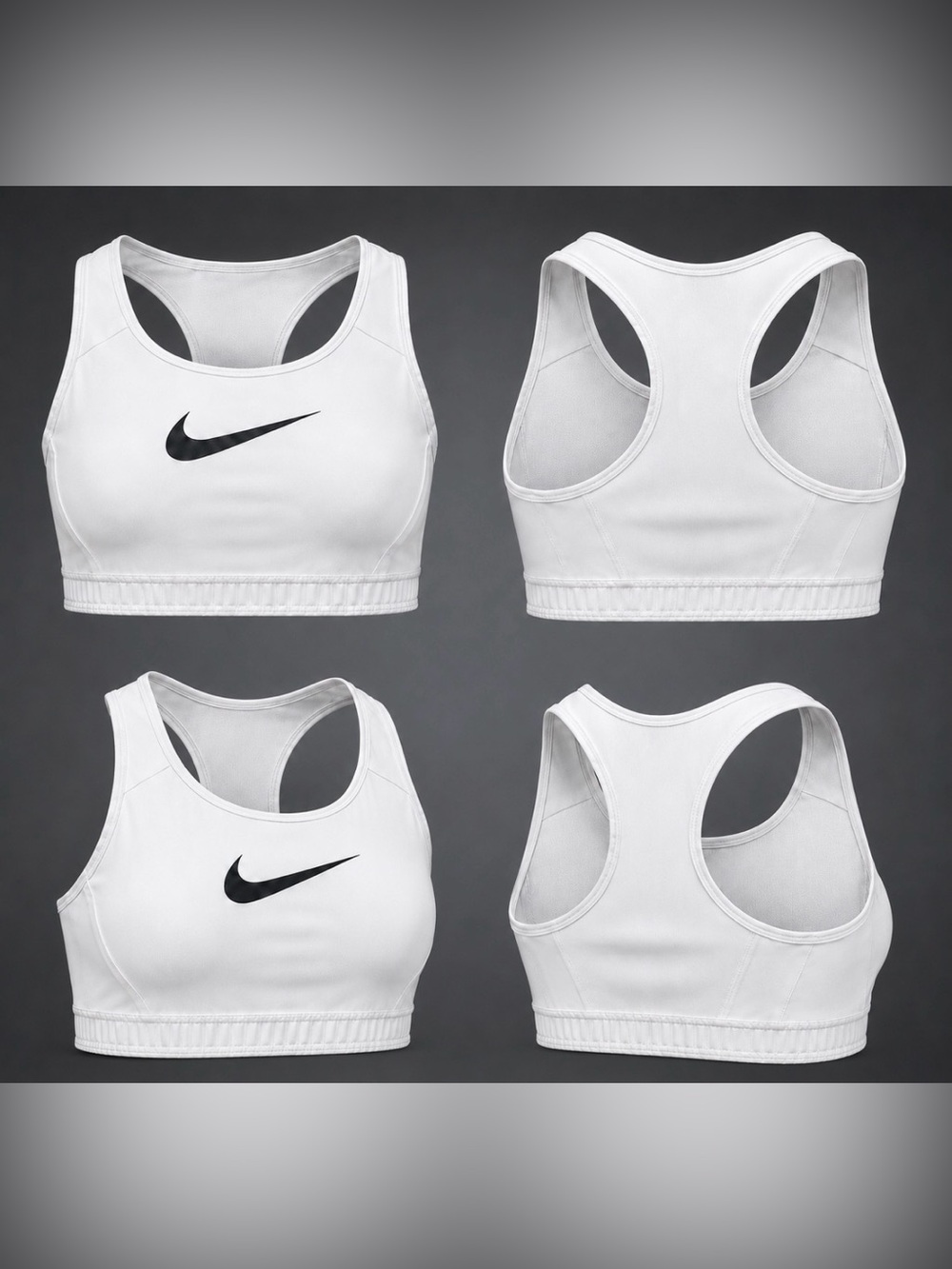 Nike White Racerback Sports Bra with Black Swoosh - size Large - Picture 13 of 13